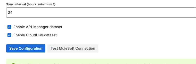 Connection success panel