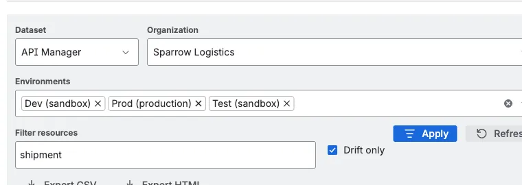 Filter and drift controls (focused)