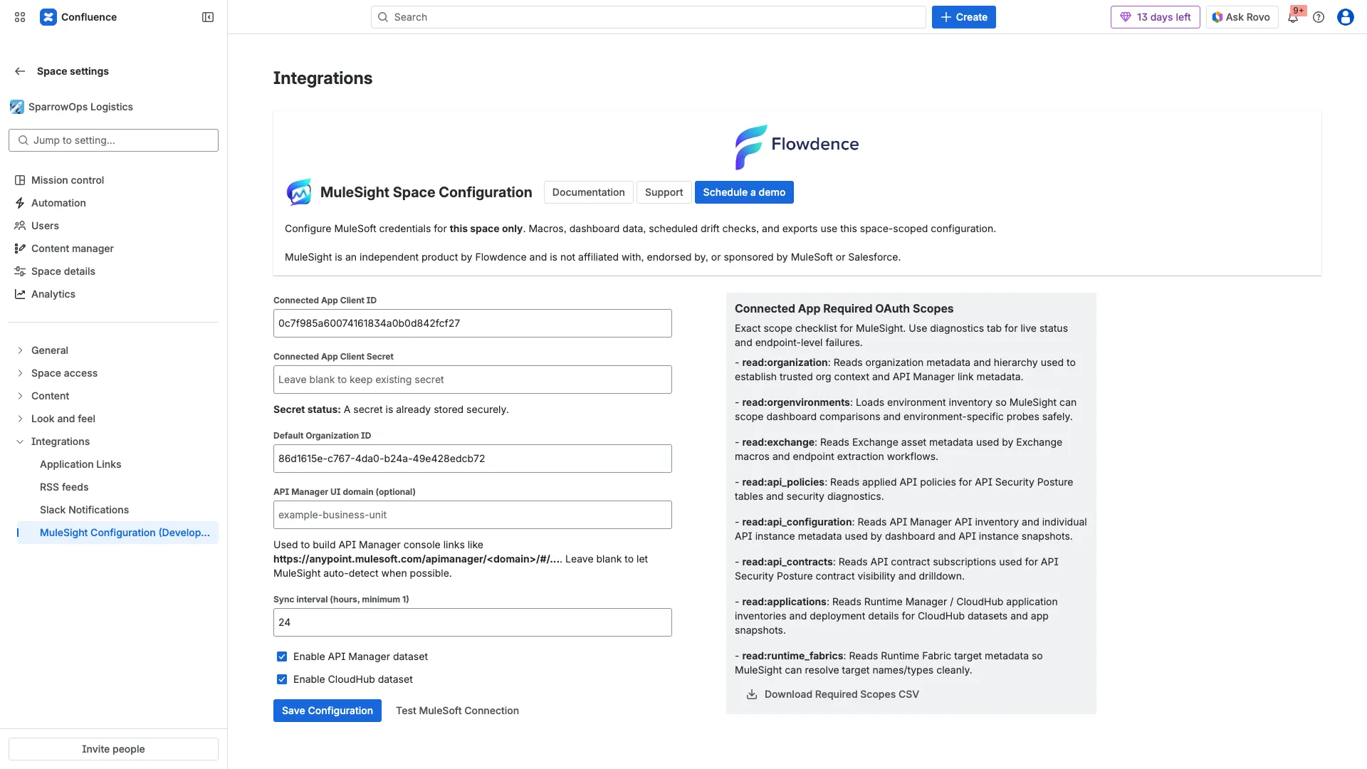 Required scope guidance panel