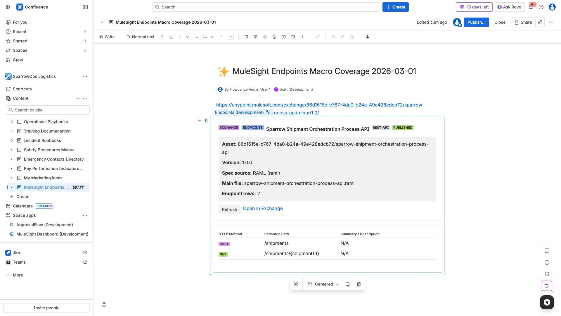 Endpoints display option on a coverage page